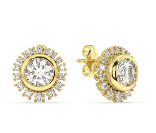 1 1/4 CTW Lab Grown Sunflower Earrings