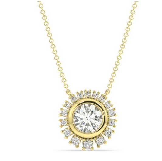 1 1/4 CTW Lab Grown Sunflower Pendant